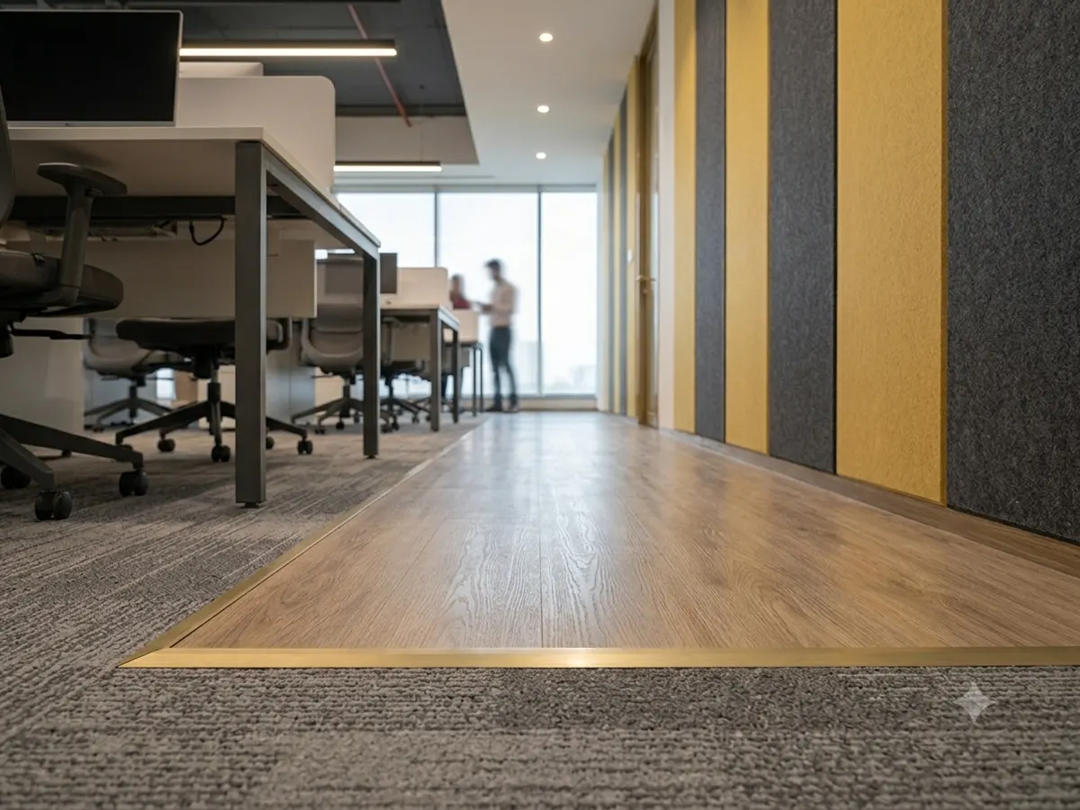 Carpet tile and vinyl flooring in an office